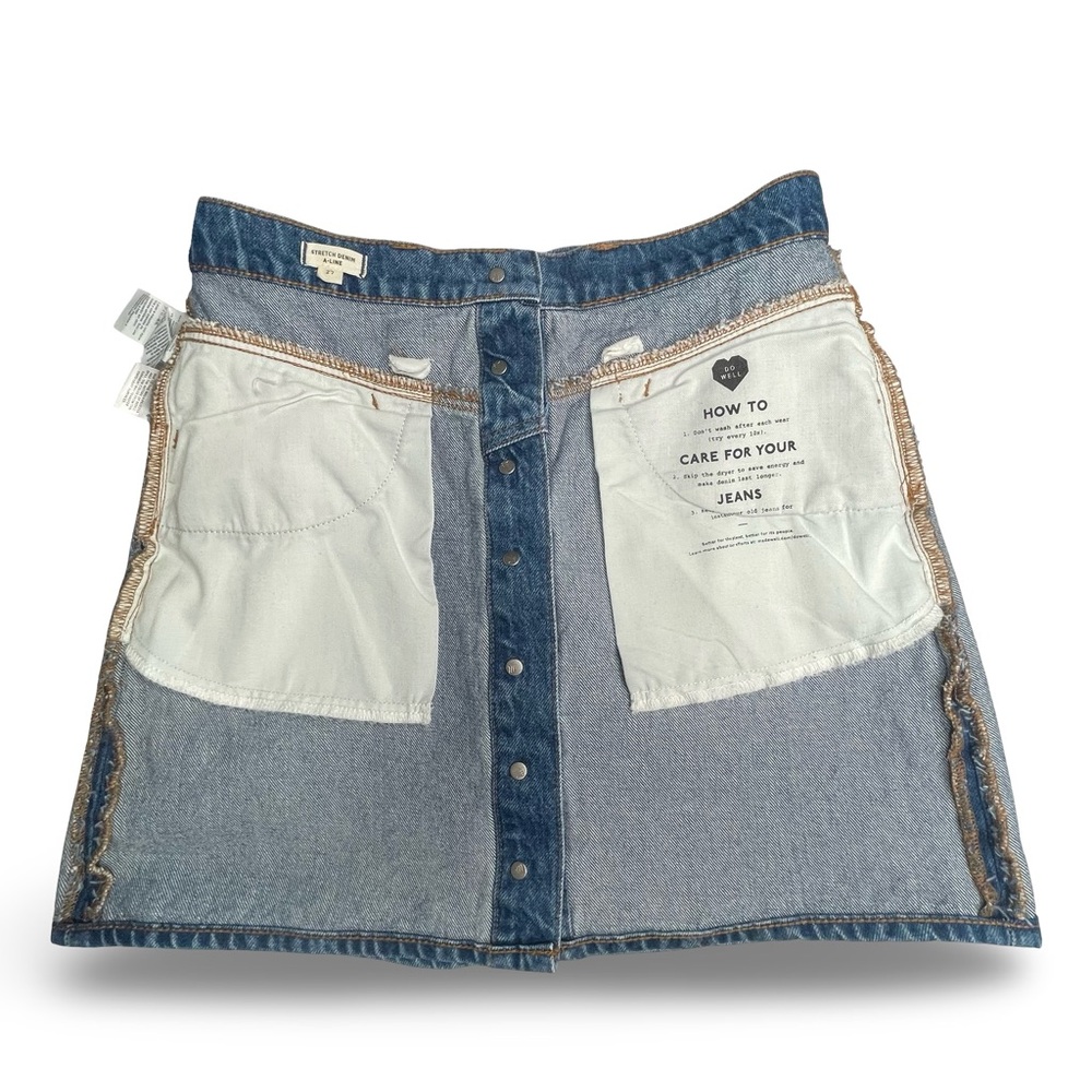 Madewell Stretch Denim A-Line Snap Mini Skirt west coast vibe Size 27 - Picture 7 of 11
